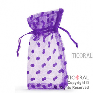 BOLSA ORGANZA VIOLETA 10X15 LUNARES HS3976-5 x 1